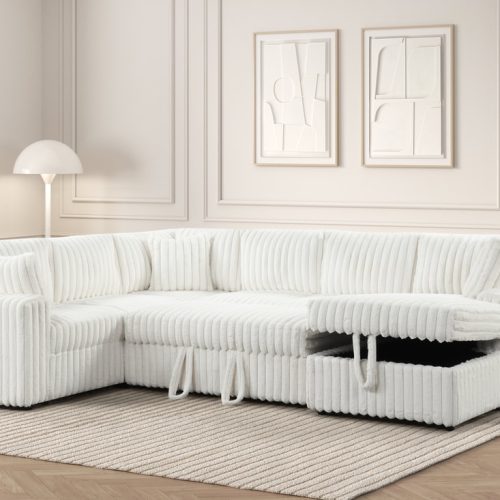 Forever Beige Sectional With Pull-Out Bed **NEW ARRIVAL