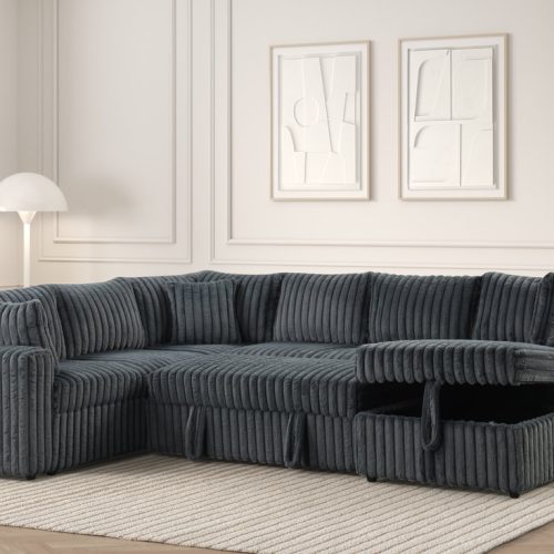 Forever Charcoal Sectional With Pull-Out Bed (ETA 10/15)