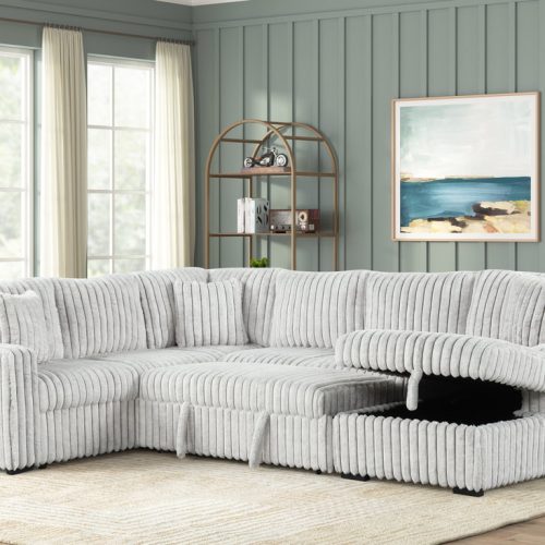 Sonic Gray Sectional With Pull-Out Bed **NEW ARRIVAL**